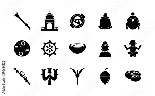 fifteen navratri set silhouette style icons