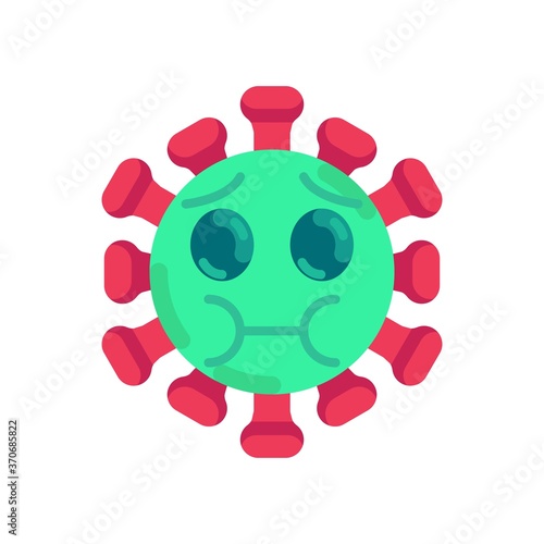 Coronavirus emoticon feel sick flat icon, vector sign, nauseated emoji face colorful pictogram isolated on white. Symbol, logo illustration. Flat style design