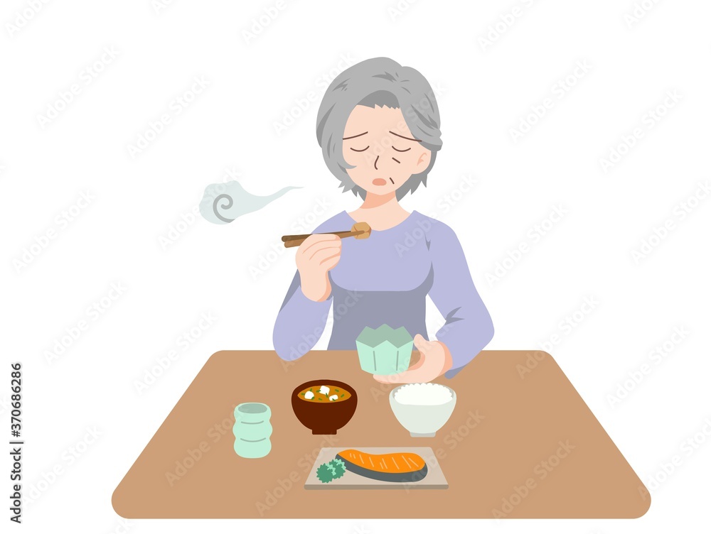 一人さみしく食事をする高齢者のイラスト Vector De Stock Adobe Stock