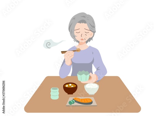 一人さみしく食事をする高齢者のイラスト Stock Vector Adobe Stock