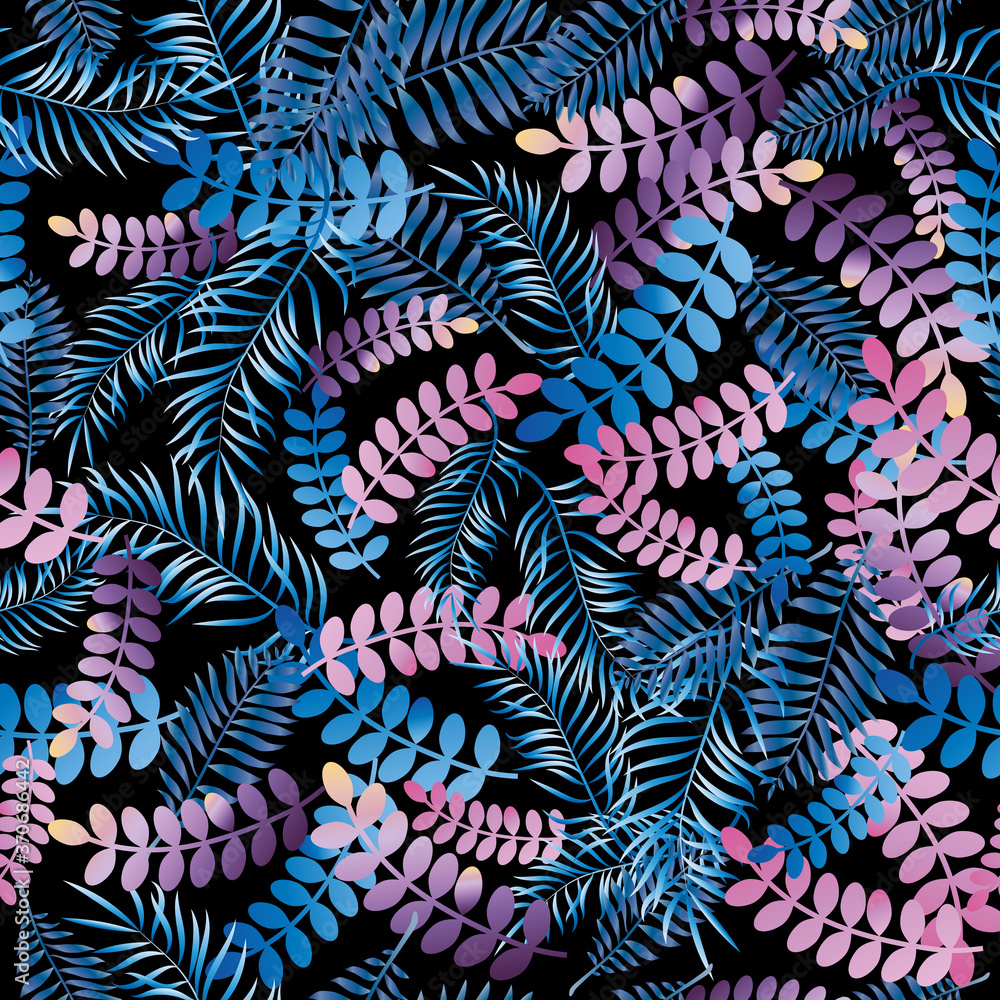 Tropic seamless pattern with color leaves Tropic seamless pattern with color leaves