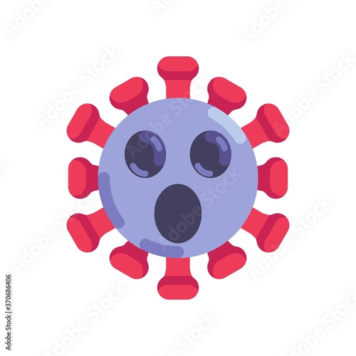 Confused Coronavirus emoticon flat icon, vector sign, Virus Face with Open Mouth colorful pictogram isolated on white. Symbol, logo illustration. Flat style design