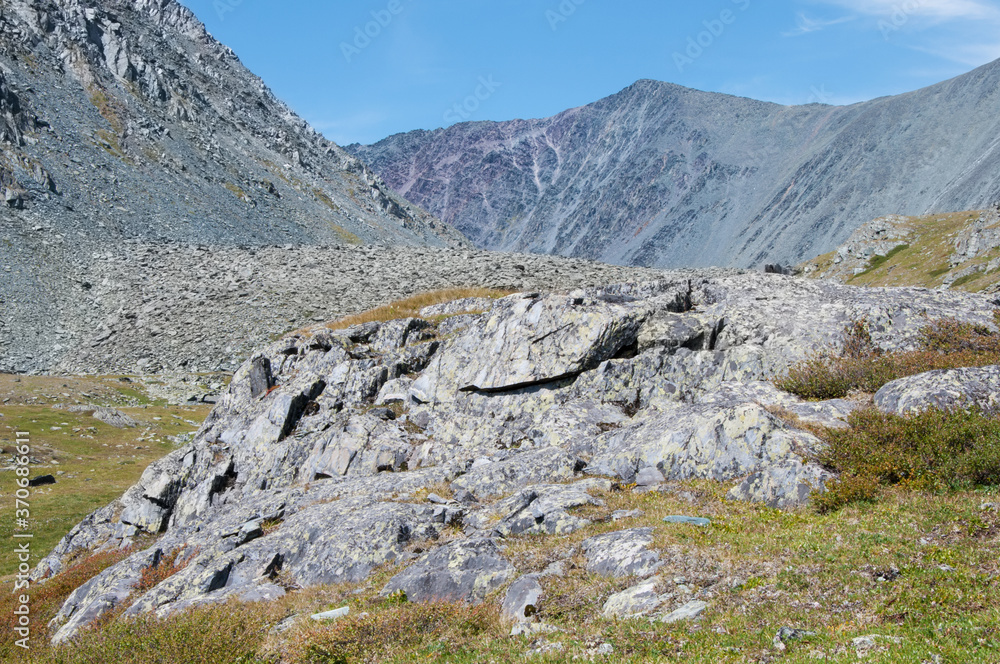 Landscape summer view in the Valley of the Seven Lakes in Altai mountains, the Altai Republic, Russia Landscape summer view in the Valley of the Seven Lakes in Altai mountains, the Altai Republic, Russia