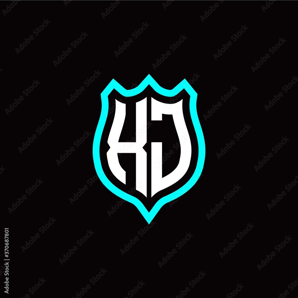 Initial X J letter with shield style logo template vector Initial X J letter with shield style logo template vector