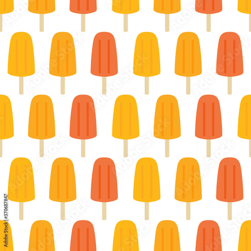 Cute orange popsicles  ice cream vector seamless pattern background for National Creamsicle Day.