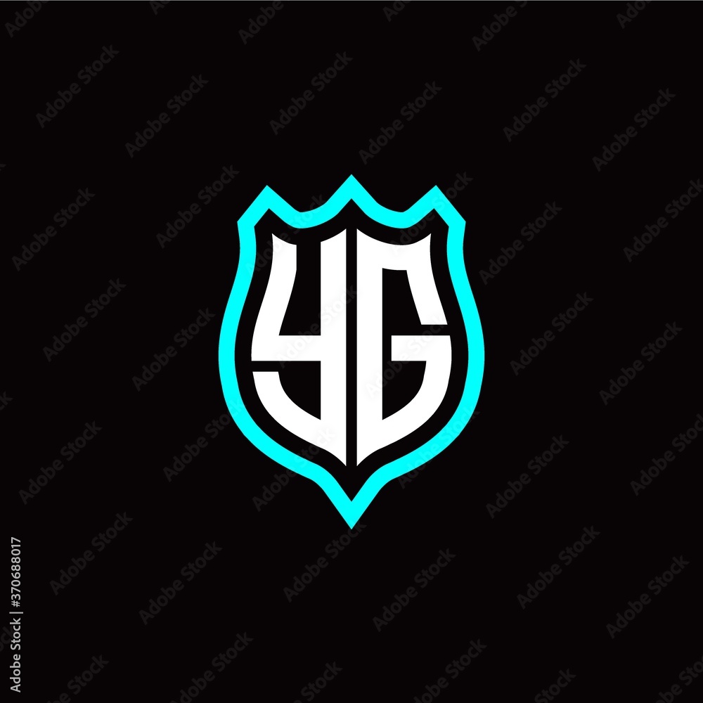 Initial Y G letter with shield style logo template vector