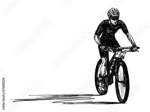 Sketch of the mountain bike competition hand draw 
