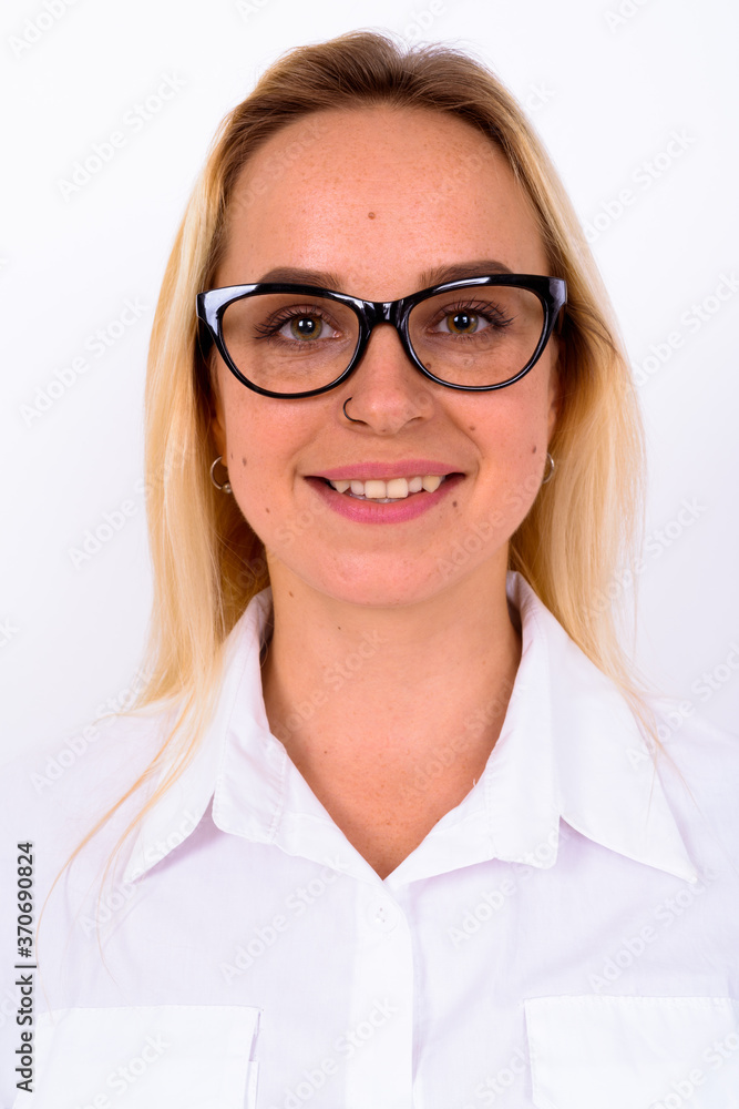 Portrait of happy young beautiful businesswoman with blond hair Portrait of happy young beautiful businesswoman with blond hair