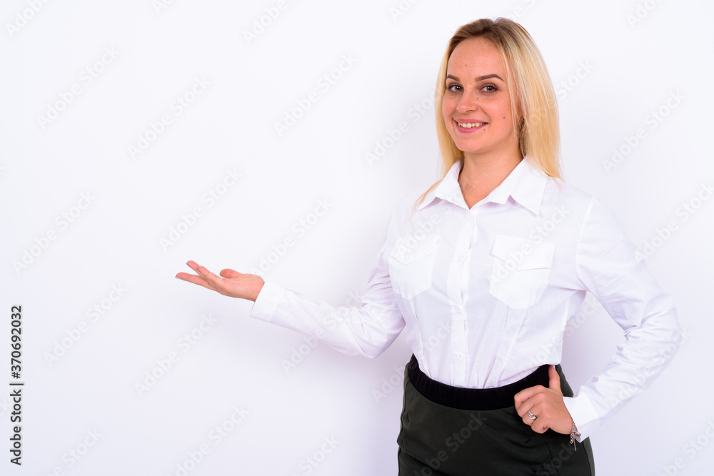 Portrait of happy young beautiful businesswoman with blond hair Portrait of happy young beautiful businesswoman with blond hair