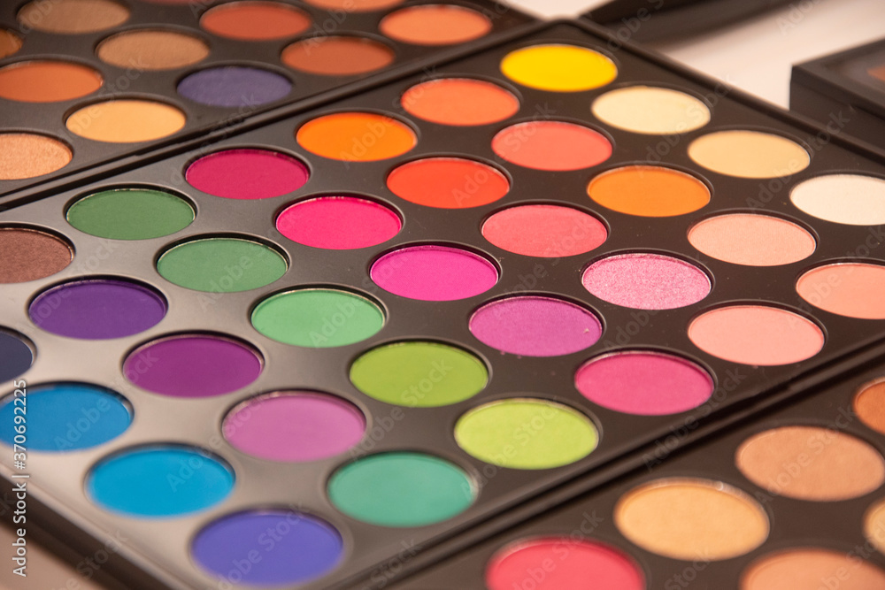 Close up on make up color kit. Close up on make up color kit.