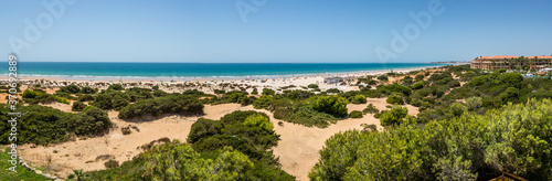 Sand dunes that give access to La Barrosa beach in Sancti Petri  C  diz  Spain.
