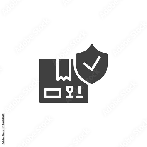 Safe delivery vector icon. filled flat sign for mobile concept and web design. Delivery box with security shield glyph icon. Symbol, logo illustration. Vector graphics