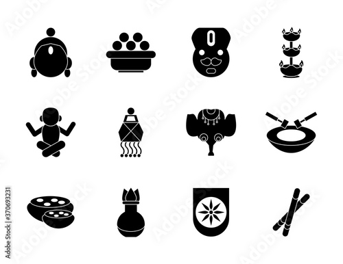 twelve navratri set silhouette style icons