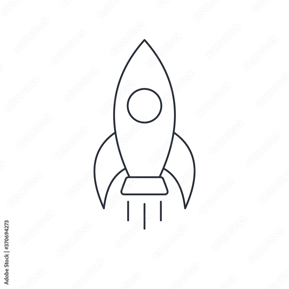 Rocket. Vector linear icon isolated on white background. Rocket. Vector linear icon isolated on white background.
