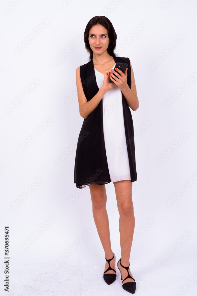 Portrait of young beautiful businesswoman using phone Portrait of young beautiful businesswoman using phone