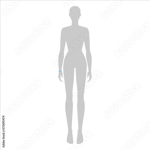 Women to do wrist measurement fashion Illustration for size chart. 7.5 head size girl for site or online shop. Human body infographic template for clothes. 
