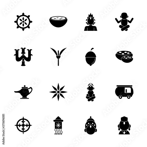 sixteen navratri set silhouette style icons
