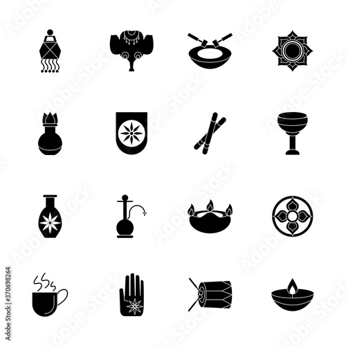 sixteen navratri set style silhouette icons