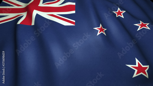 Waving realistic New Zealand flag on background, 3d illustration