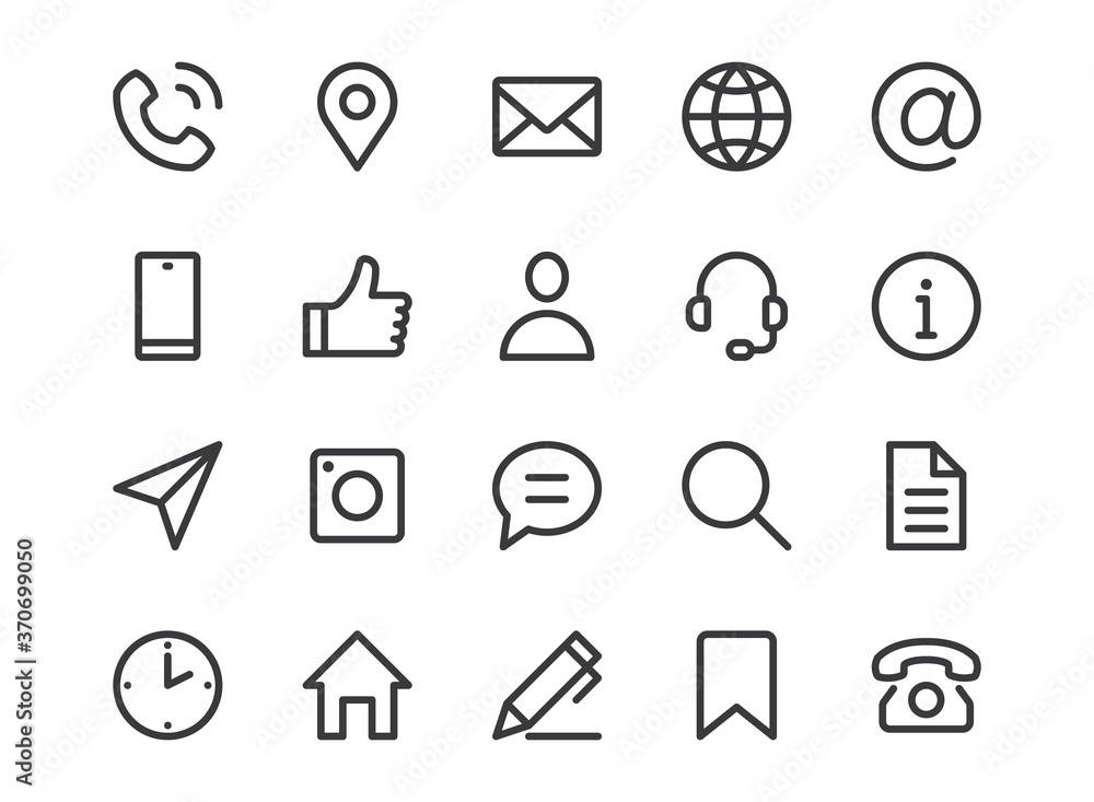 Contact us line icon. Minimal vector illustration with simple outline icons as phone, email, web site, address, location, review, feedback and other business pictogram. Editable Stroke. Pixel Perfect Contact us line icon. Minimal vector illustration with simple outline icons as phone, email, web site, address, location, review, feedback and other business pictogram. Editable Stroke. Pixel Perfect