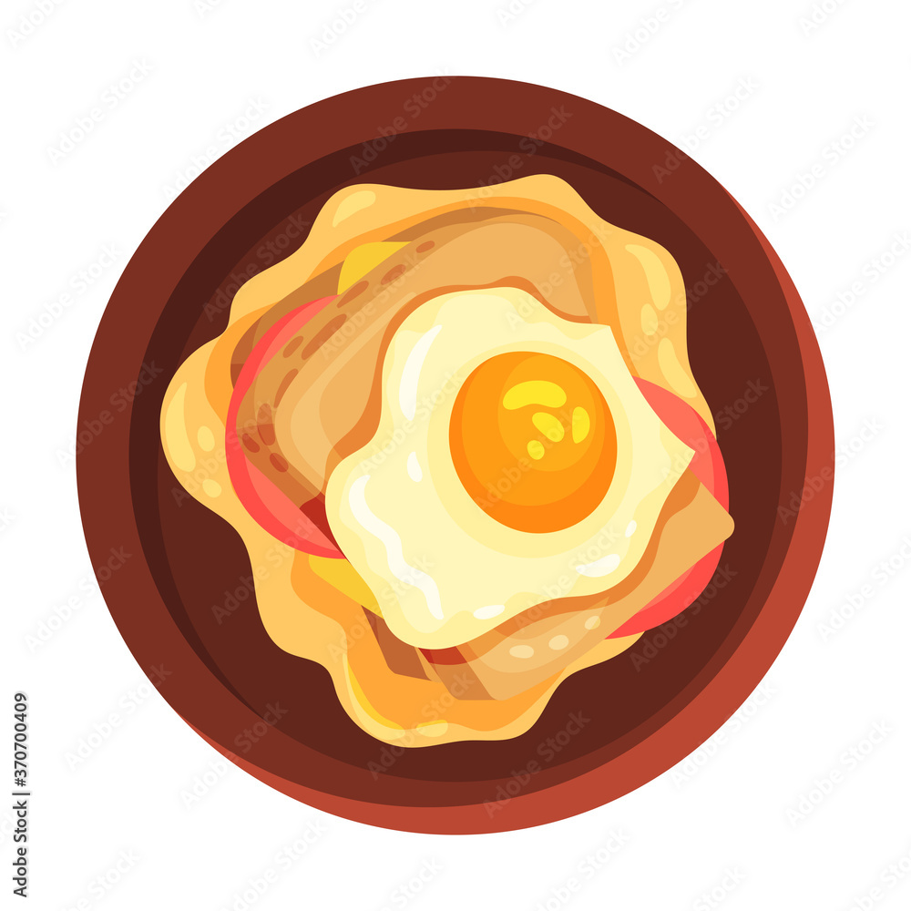 Sandwich with Bread Slices and Scrambled Egg as Portuguese Dish View from Above Vector Illustration Sandwich with Bread Slices and Scrambled Egg as Portuguese Dish View from Above Vector Illustration