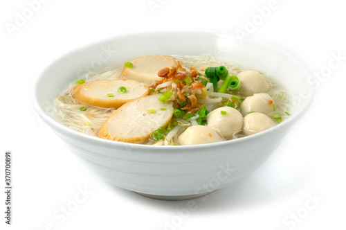 Rice Vermicelli Noodles with mixed Fish Balls in clear Soup