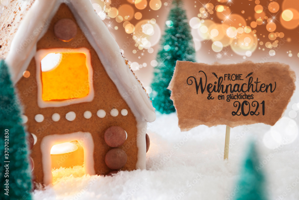 Φωτογραφία Sign With German Calligraphy Frohe Weihnachten Und Ein Glueckliches 2021 Means Merry Christmas And A Happy 2021