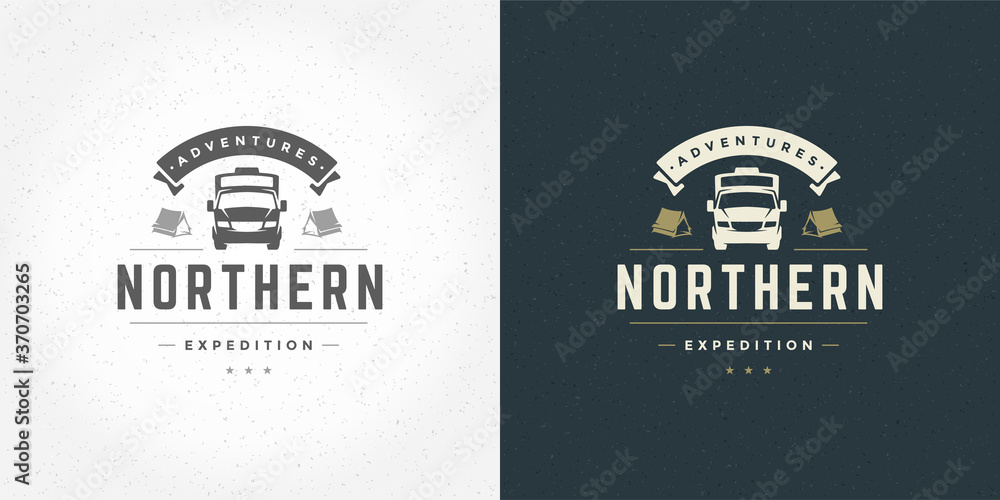 Φωτογραφία Camper logo emblem vector illustration outdoor rv vehicle silhouette silhouettes