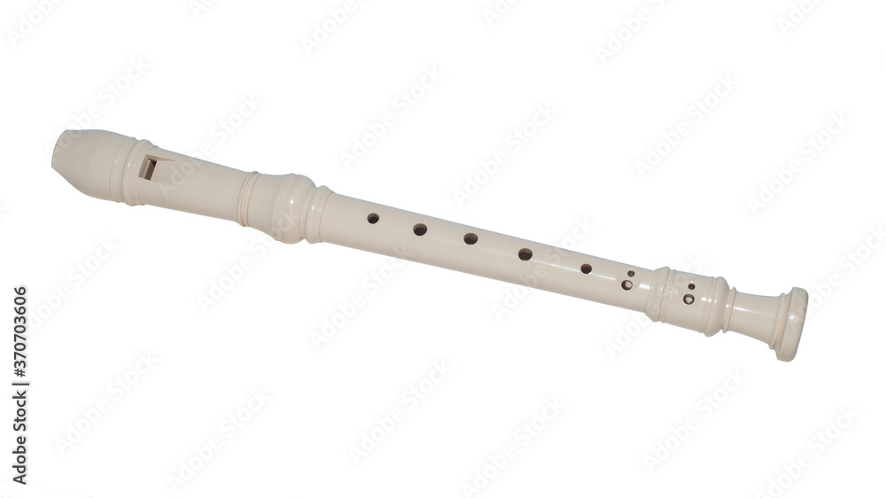 Plastic soprano flute isolated on a white background. Plastic soprano flute isolated on a white background.
