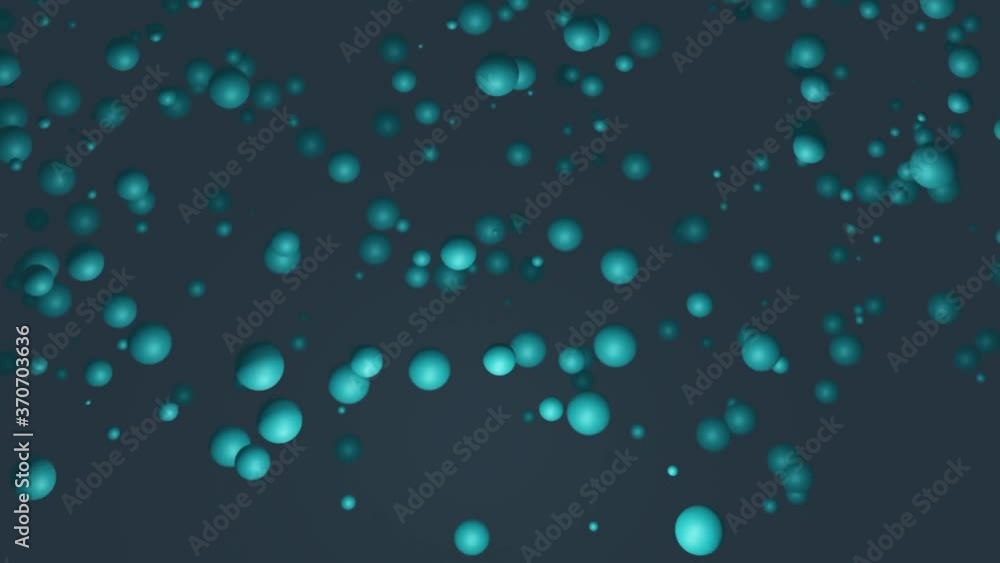 Blue 3D particles falling down with depth of field. Abstract sphere shape bubbles background motion animation Blue 3D particles falling down with depth of field. Abstract sphere shape bubbles background motion animation