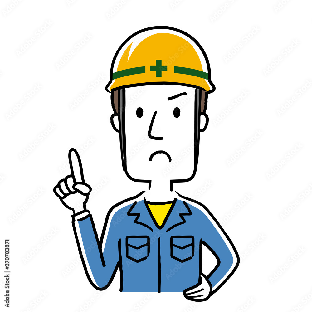 Stock illustration: young man wearing work clothes, call attention Stock illustration: young man wearing work clothes, call attention