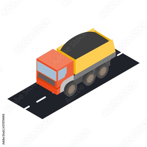 Dump truck icon. Isometric illustration of dump truck vector icon for web