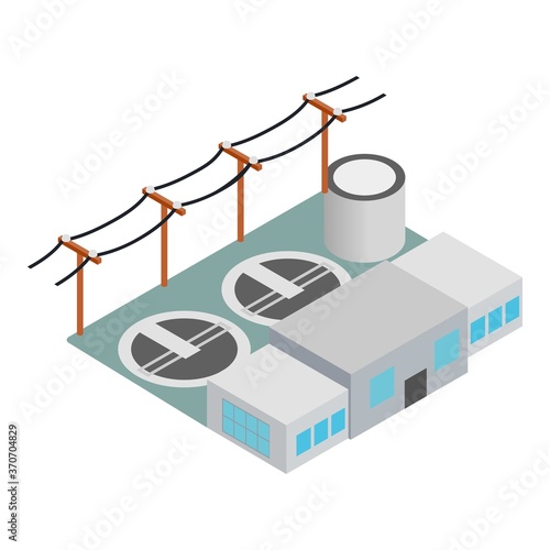 Power station icon. Isometric illustration of power station vector icon for web