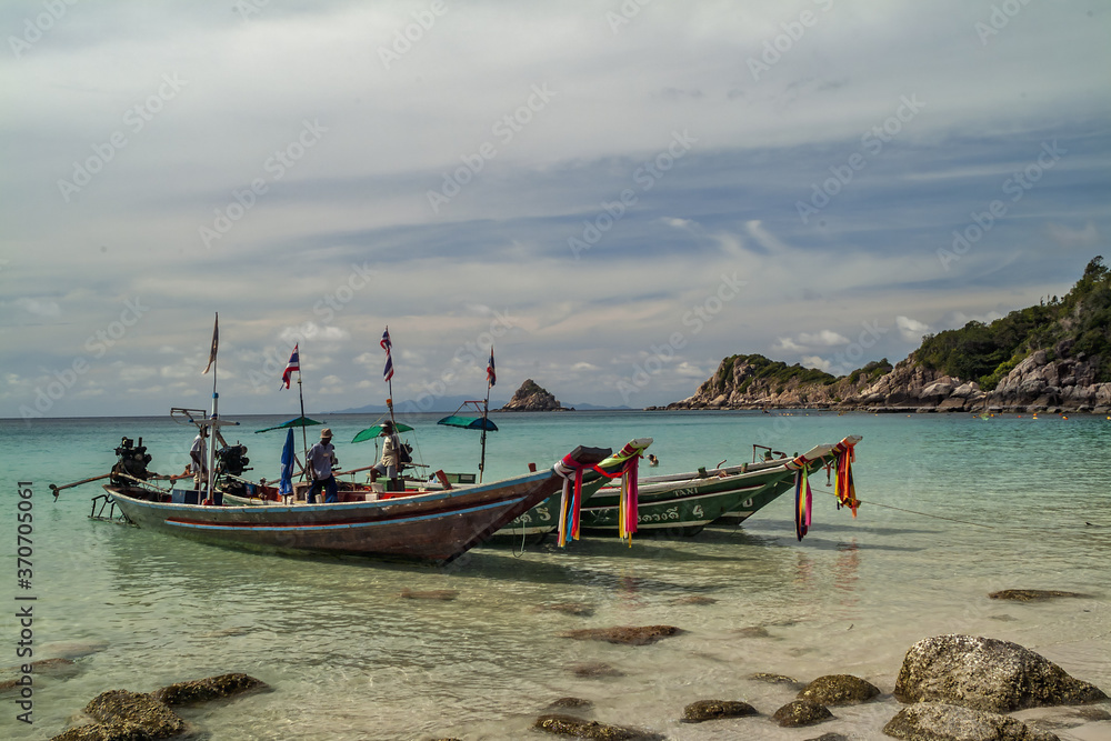 long tail boat on Haad Tien Beach in Koh Tao island, Thailand