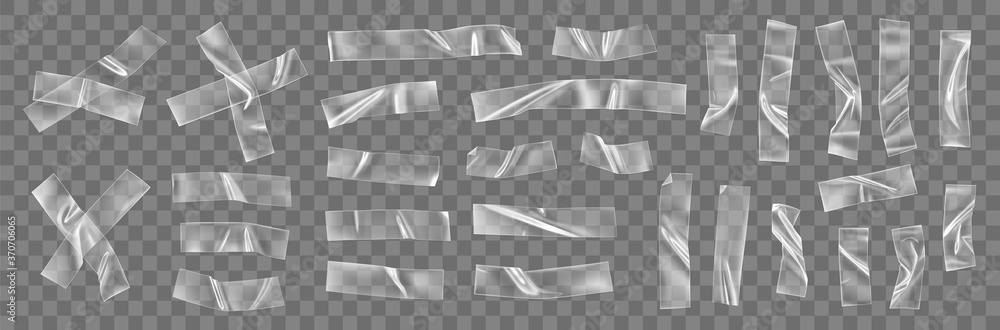 Ταπετσαρία Transparent adhesive plastic tape pieces and cross for fixing isolated on transparent background