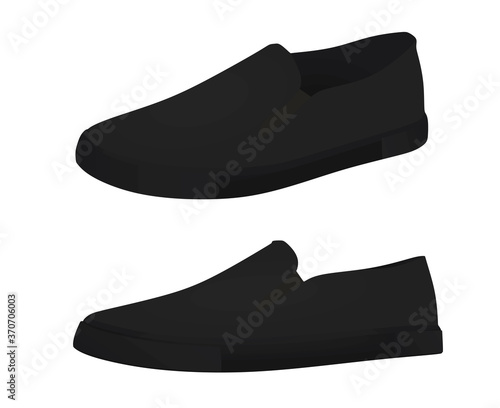 Black loafer shoes. vector illustration
