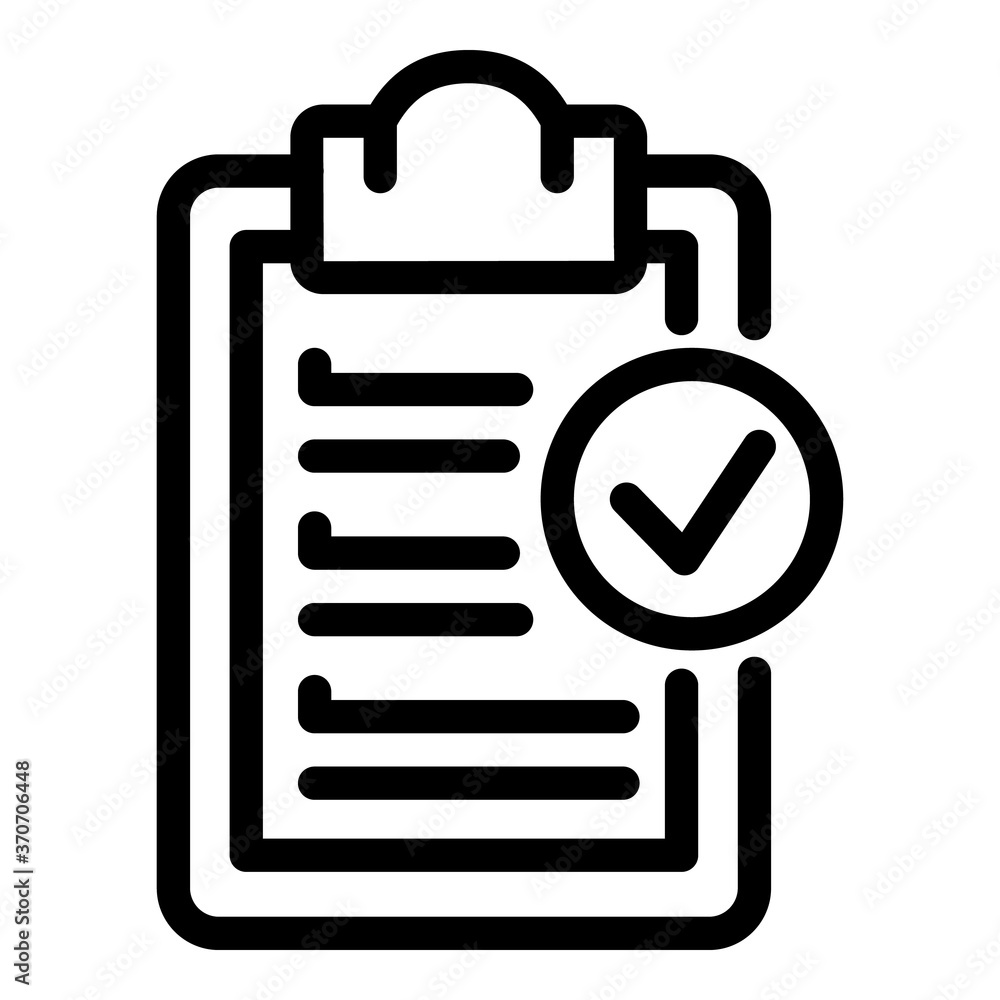 Done clipboard icon. Outline done clipboard vector icon for web design isolated on white background Done clipboard icon. Outline done clipboard vector icon for web design isolated on white background