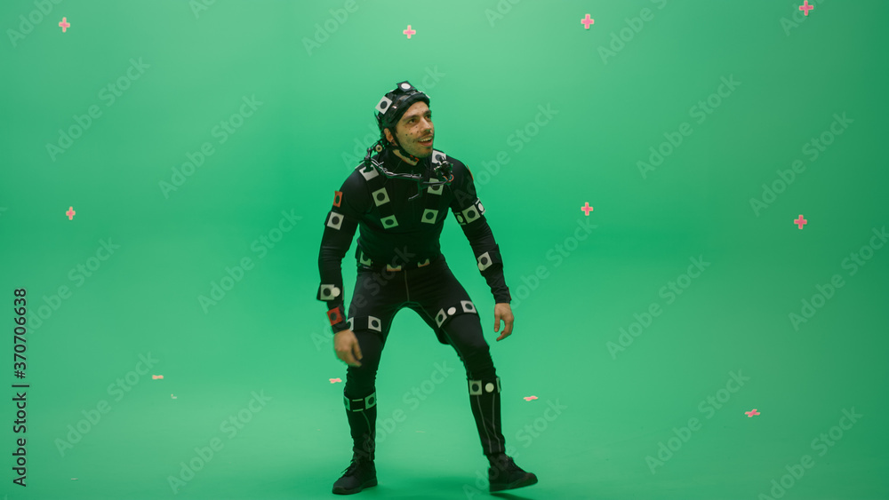 Actor Wearing Motion Caption Suit and Head Rig acts as an Animal or a  Monster for