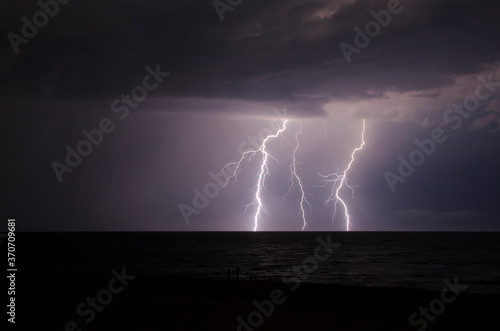 Flash of lighting during a summer storm in the Black Sea