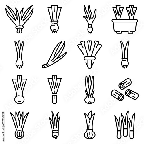 Chives icons set. Outline set of chives vector icons for web design isolated on white background