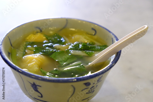 Asian Street Food - A traditional bowl of wonton soup