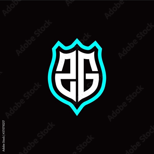 Initial Z G letter with shield style logo template vector