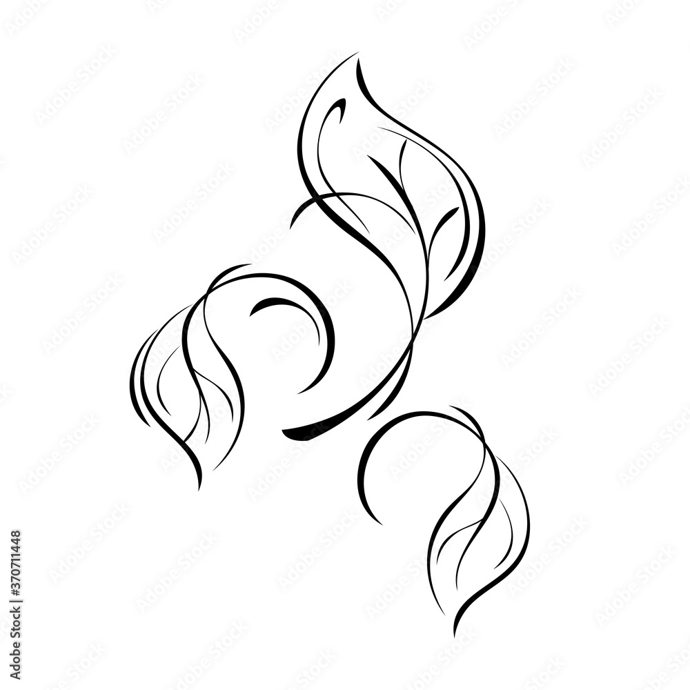 ornament 1261. three stylized leaves in black lines on a white background ornament 1261. three stylized leaves in black lines on a white background