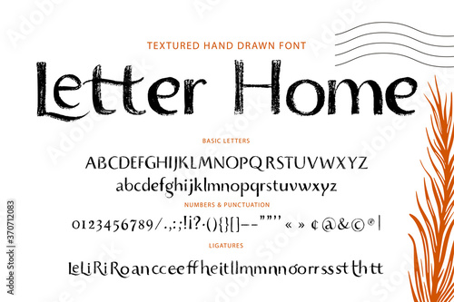 Handwritten sans serif  font. Typography creative sans serif alphabet with ligature letters. Modern lettering abc set for text and logo design. Vector typeface.