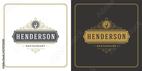 Restaurant logo design vector illustration wine stemware silhouette good for restaurant menu and cafe badge