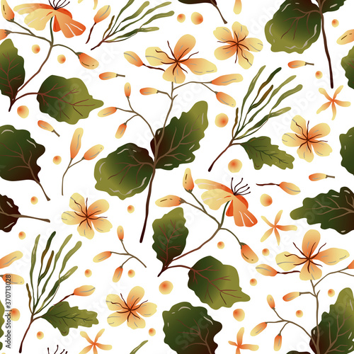 Celandine herb vector seamless pattern. Botanical floral summer drawing. Natural flower botany medicinal background. 