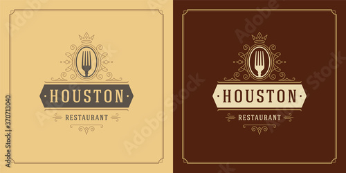 Restaurant logo design vector illustration forks silhouette good for restaurant menu and cafe badge