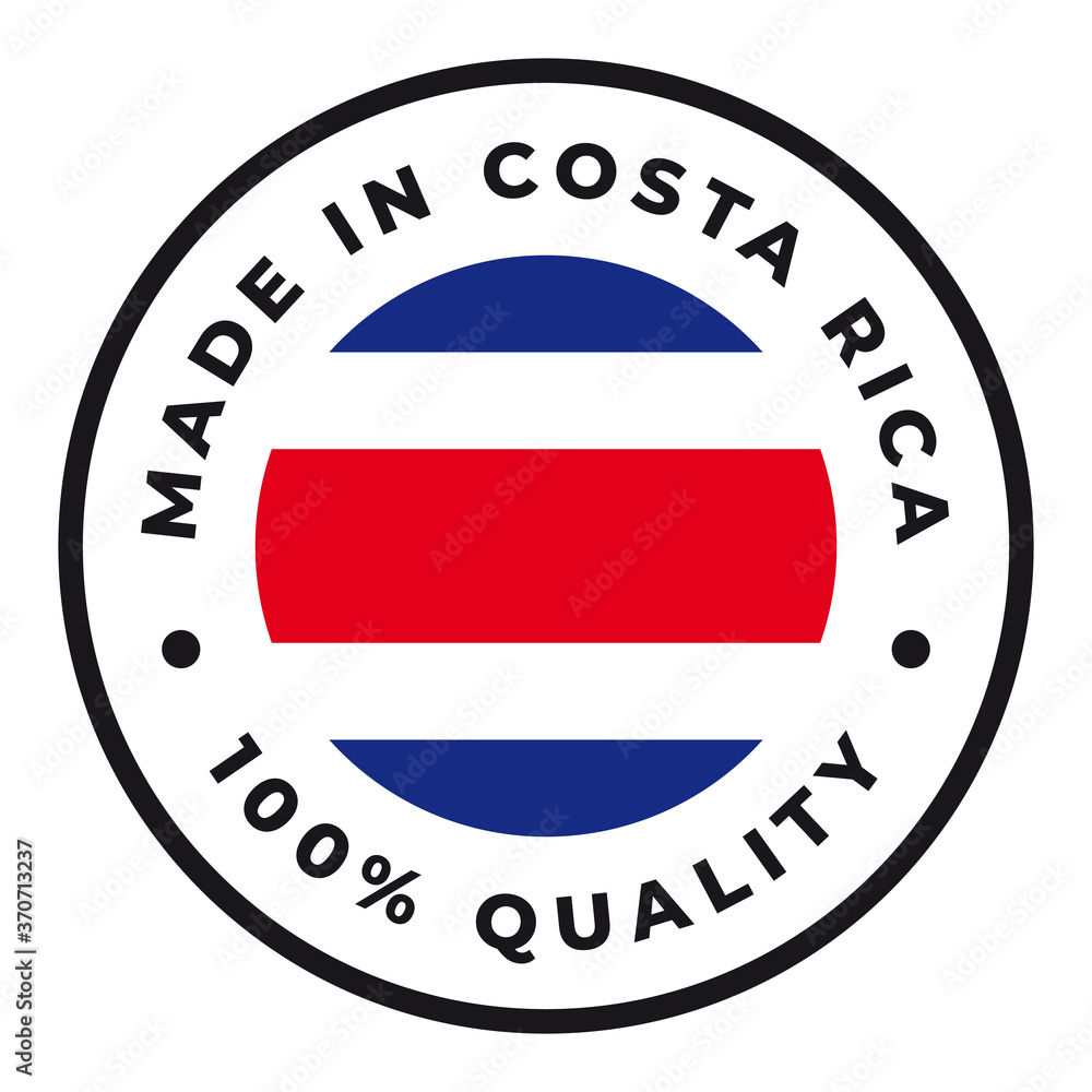 Vector circle symbol. Text Made in Costa Rica with flag. Isolated on white background. Vector circle symbol. Text Made in Costa Rica with flag. Isolated on white background.