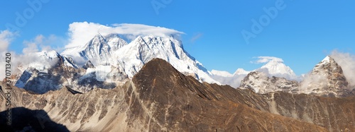 Mount Everest Lhotse and Makalu from Renjo pass
