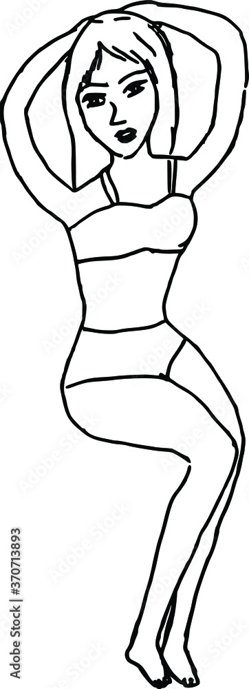 Vector illustration drawing of girl wearing underwear
